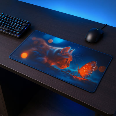 Picture of Gamezelle Curious Cat großes (erweitertes) Gaming-Mauspad (800×300 mm)