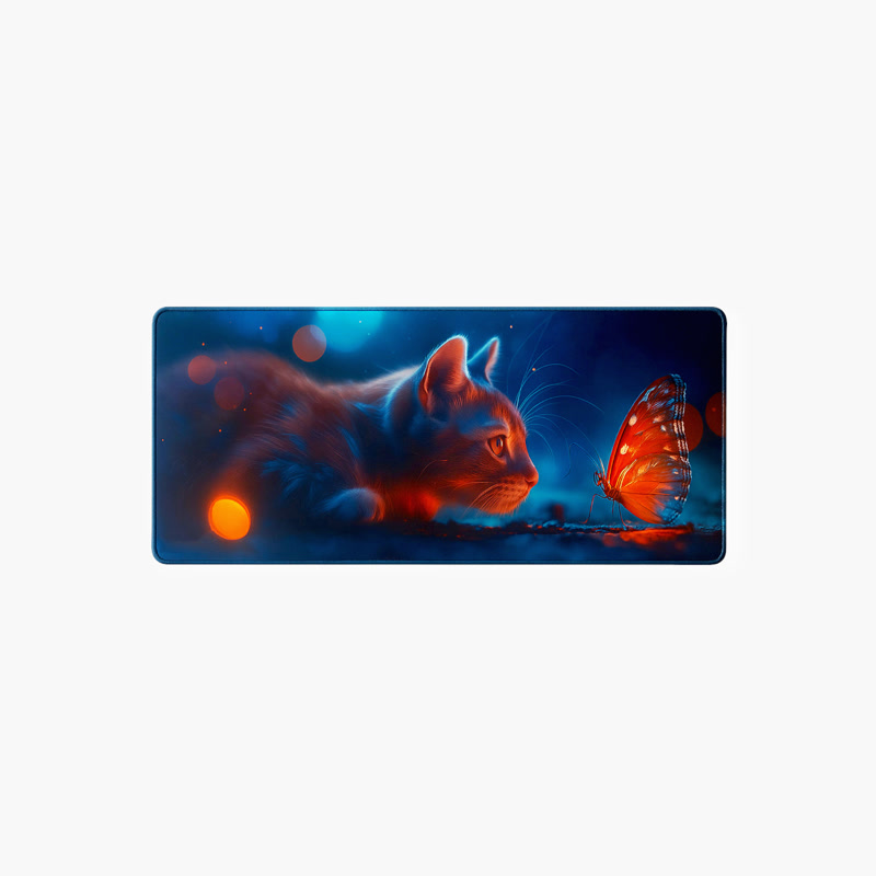 Image of Gamezelle Curious Cat großes (erweitertes) Gaming-Mauspad (800×300 mm)