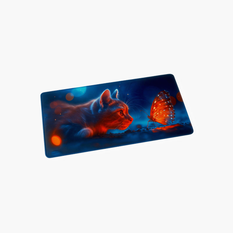 Image of Gamezelle Curious Cat großes (erweitertes) Gaming-Mauspad (800×300 mm)